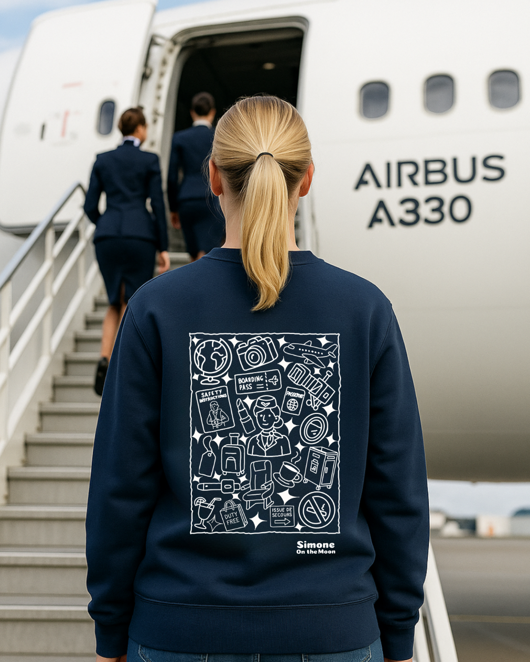 Hotesse de l'air sweat bleu marine