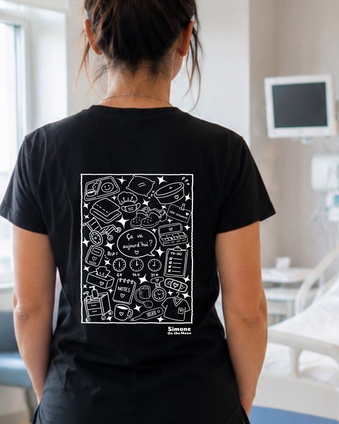 aide soignante tshirt noir