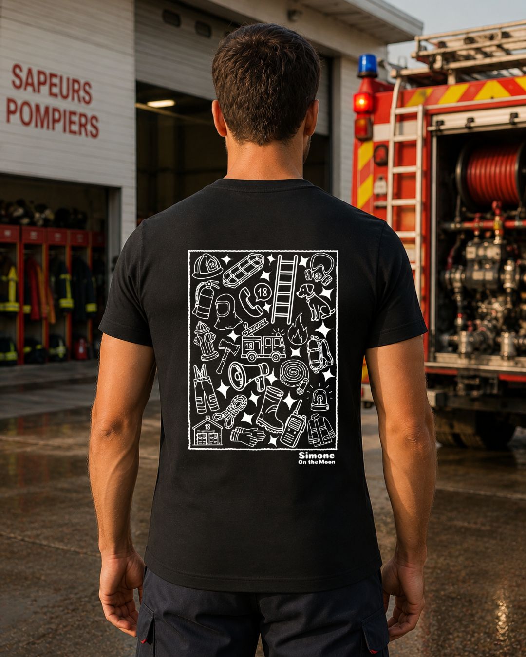 Pompier tshirt noir
